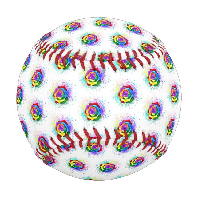 Colourful Rainbow Rose Baseball (Front)