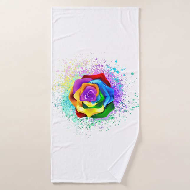 Colourful Rainbow Rose Bath Towel (Bath Towel)