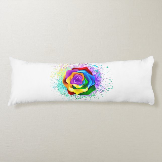 Colourful Rainbow Rose Body Cushion (Front)