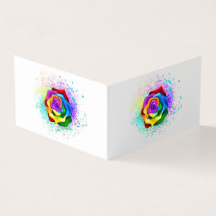 Colourful Rainbow Rose Business Card