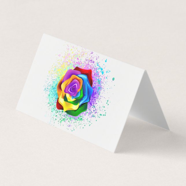 Colourful Rainbow Rose Business Card (Front)
