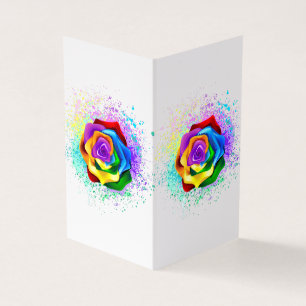 Colourful Rainbow Rose Business Card