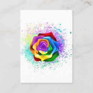 Colourful Rainbow Rose Calling Card