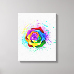 Colourful Rainbow Rose Canvas Print