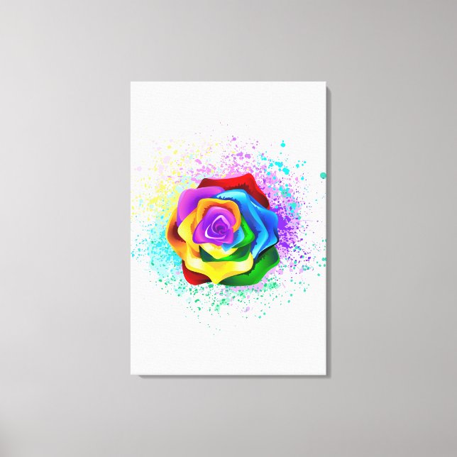 Colourful Rainbow Rose Canvas Print (Front)
