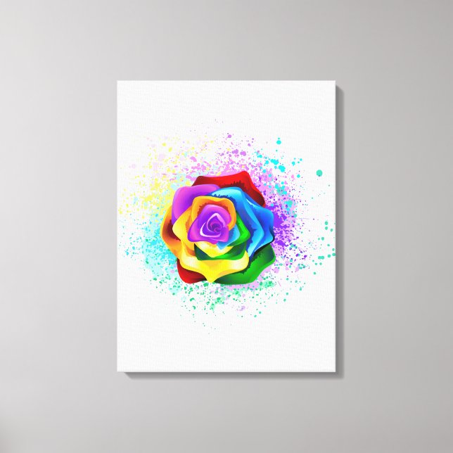 Colourful Rainbow Rose Canvas Print (Front)