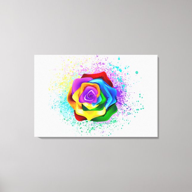 Colourful Rainbow Rose Canvas Print (Front)
