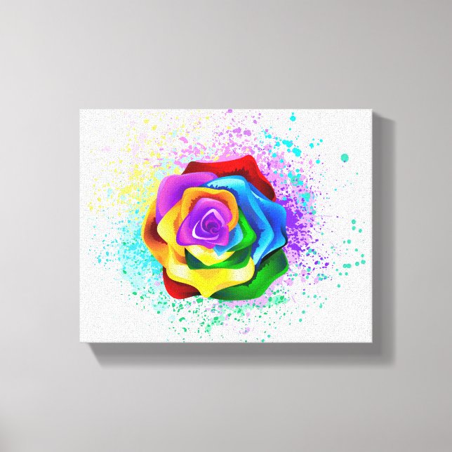 Colourful Rainbow Rose Canvas Print (Front)