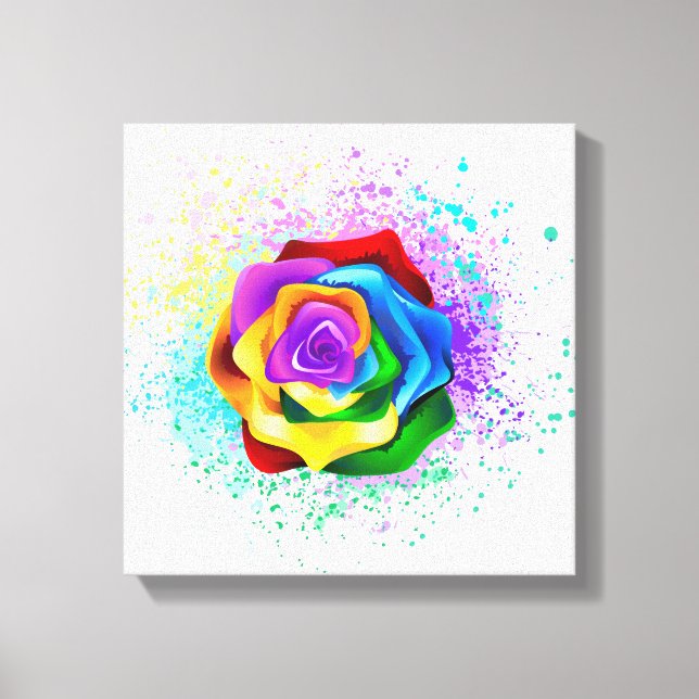 Colourful Rainbow Rose Canvas Print (Front)