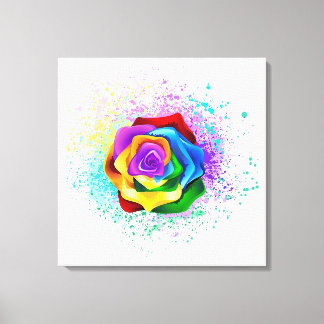 Colourful Rainbow Rose Canvas Print (Front)