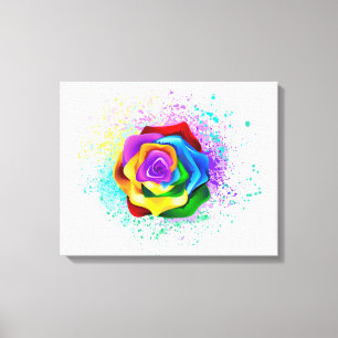 Colourful Rainbow Rose Canvas Print