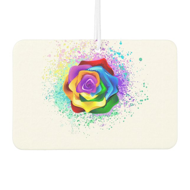 Colourful Rainbow Rose Car Air Freshener (Front)