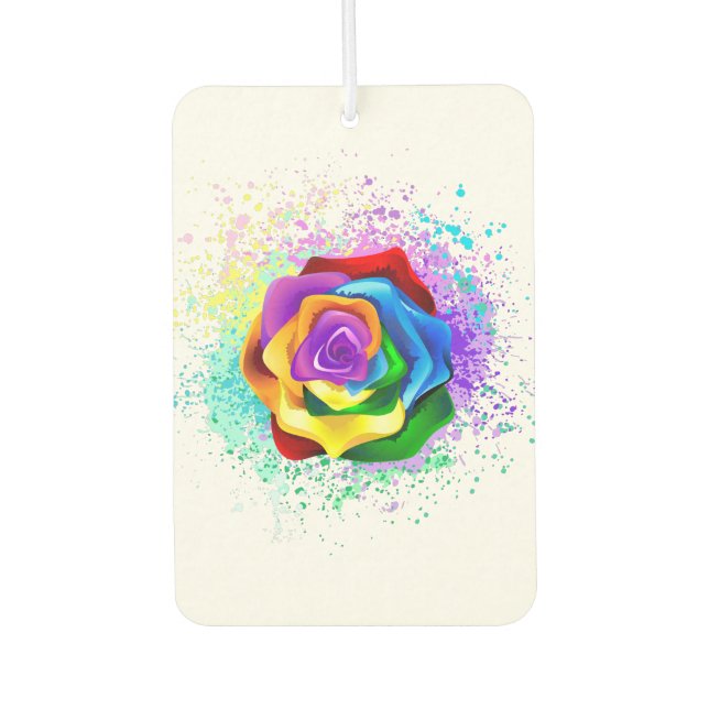 Colourful Rainbow Rose Car Air Freshener (Front)