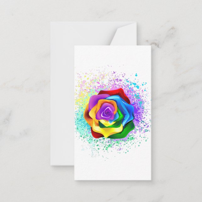 Colourful Rainbow Rose Card (Front)
