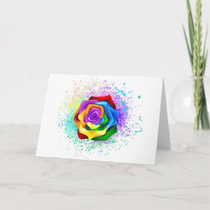 Colourful Rainbow Rose Card