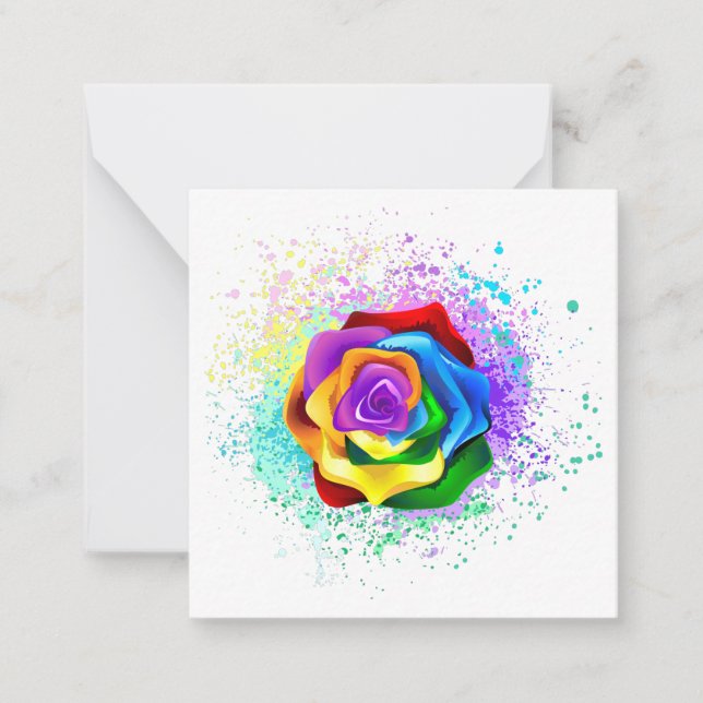 Colourful Rainbow Rose Card (Front)