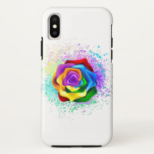 Colourful Rainbow Rose iPhone X Case