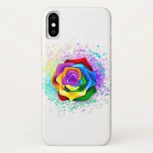 Colourful Rainbow Rose iPhone X Case
