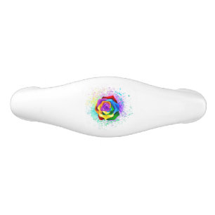 Colourful Rainbow Rose Ceramic Drawer Pull