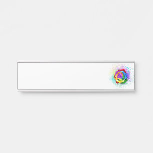 Colourful Rainbow Rose Door Sign