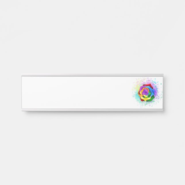 Colourful Rainbow Rose Door Sign (Front)