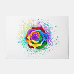 Colourful Rainbow Rose Doormat