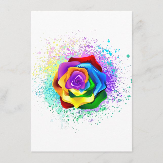 Colourful Rainbow Rose Enclosure Card (Front)