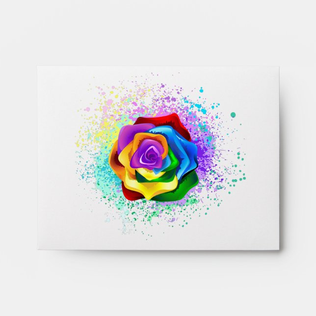 Colourful Rainbow Rose Envelope (Front)