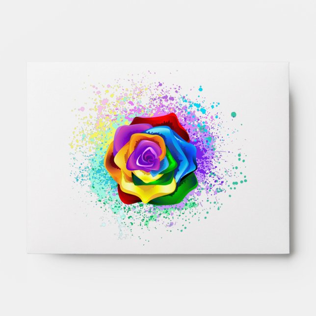 Colourful Rainbow Rose Envelope (Front)