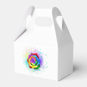 Colourful Rainbow Rose Favour Box