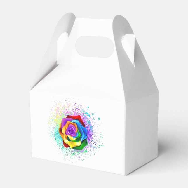 Colourful Rainbow Rose Favour Box (Front Side)