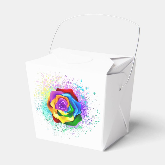 Colourful Rainbow Rose Favour Box (Front Side)