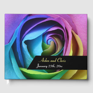 Colourful Rainbow Rose Flower Wedding LGBT Marriag Guest Book