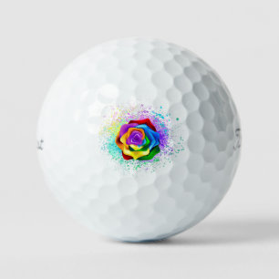 Colourful Rainbow Rose Golf Balls