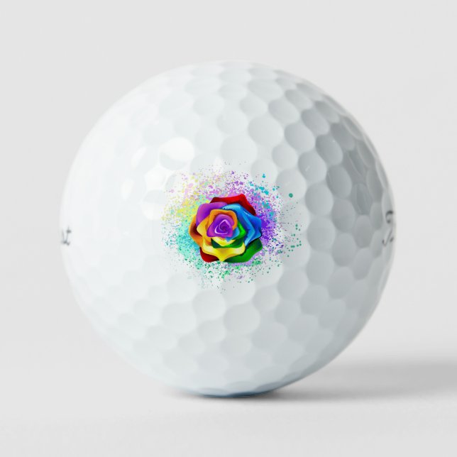 Colourful Rainbow Rose Golf Balls (Front)