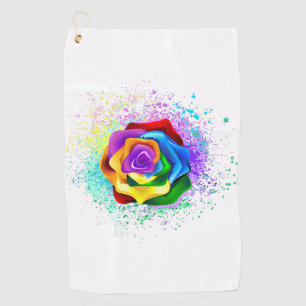Colourful Rainbow Rose Golf Towel
