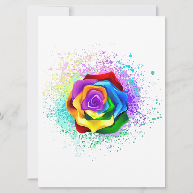 Colourful Rainbow Rose Holiday Card (Front)
