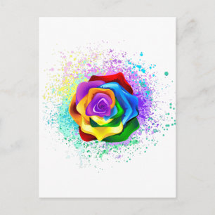 Colourful Rainbow Rose Holiday Postcard