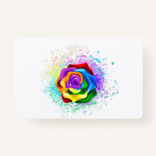Colourful Rainbow Rose ID Badge
