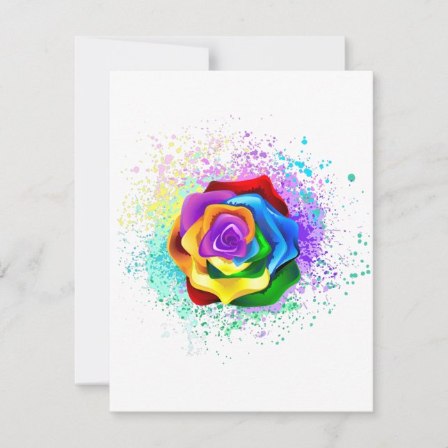 Colourful Rainbow Rose Invitation (Front)