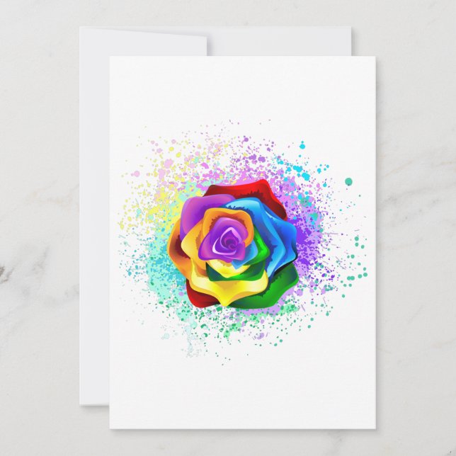 Colourful Rainbow Rose Invitation (Front)