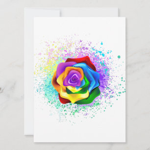 Colourful Rainbow Rose Invitation