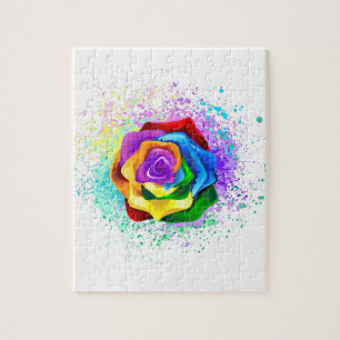 Colourful Rainbow Rose Jigsaw Puzzle