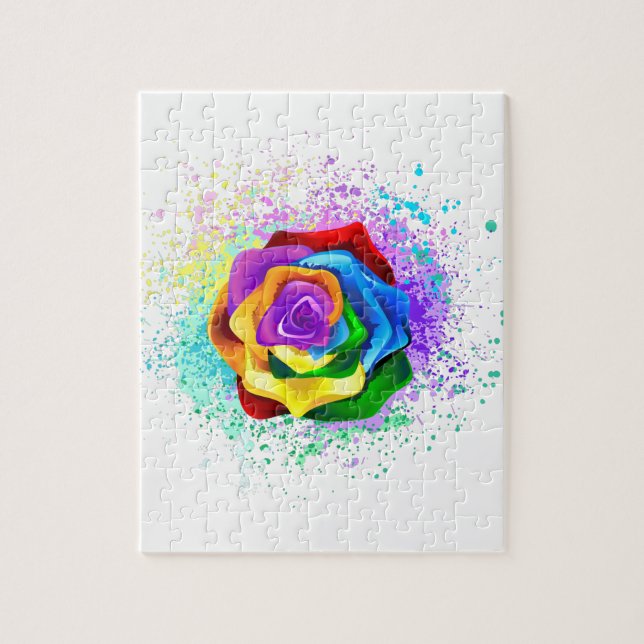Colourful Rainbow Rose Jigsaw Puzzle (Vertical)