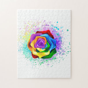 Colourful Rainbow Rose Jigsaw Puzzle