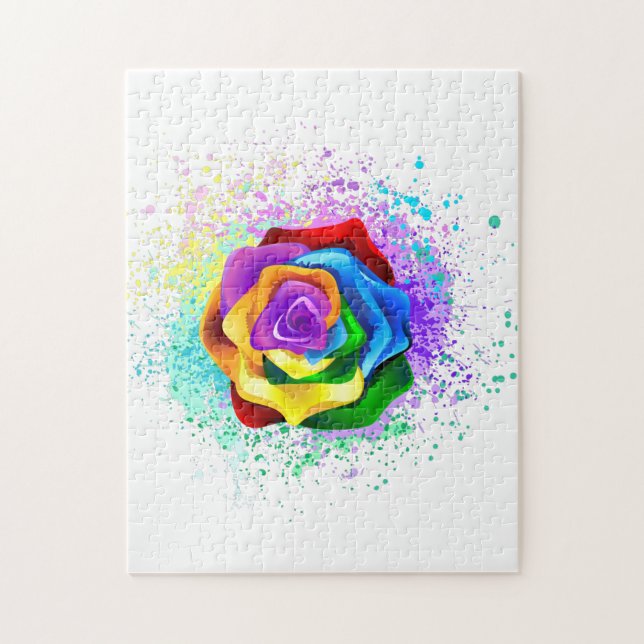 Colourful Rainbow Rose Jigsaw Puzzle (Vertical)