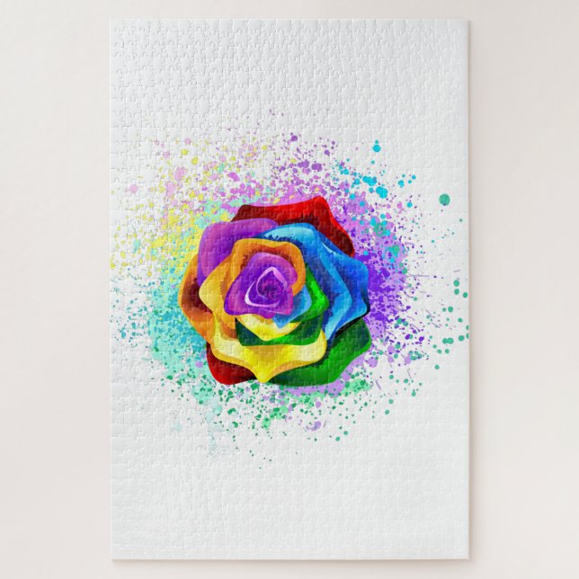 Colourful Rainbow Rose Jigsaw Puzzle (Vertical)