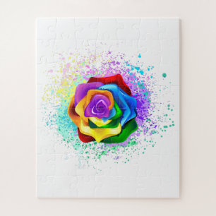 Colourful Rainbow Rose Jigsaw Puzzle
