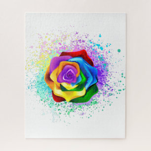 Colourful Rainbow Rose Jigsaw Puzzle