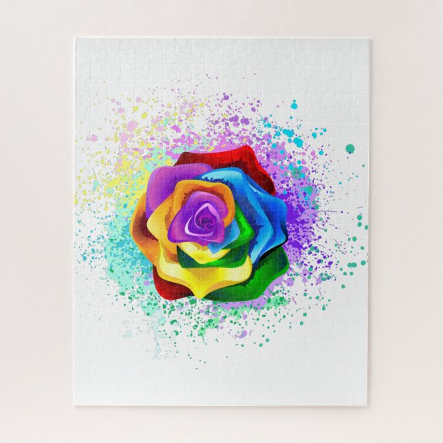 Colourful Rainbow Rose Jigsaw Puzzle (Vertical)
